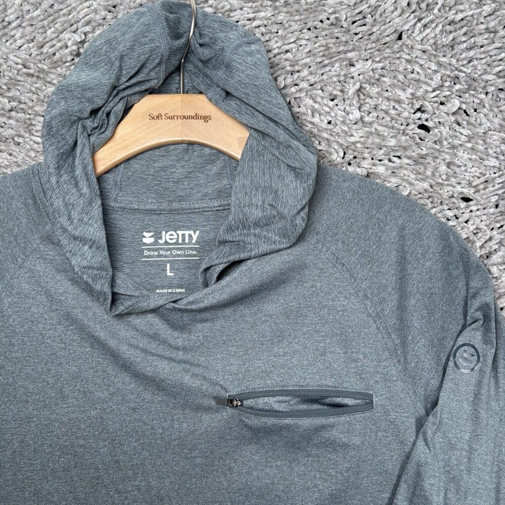 Jetty Lightweight Hoodie Mens Large Blue Activewear Hooded Zip Pocket Fishing